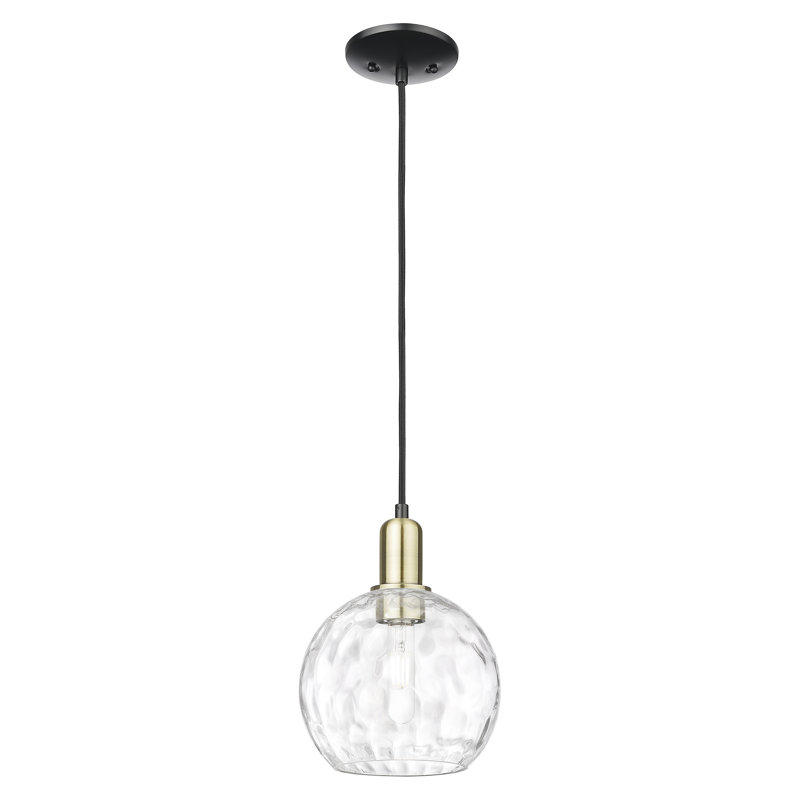 Mini-luminaire suspendu 1 lumière Arcadia, Laiton antique noir, H 7 po x l 8 po x P 8 po