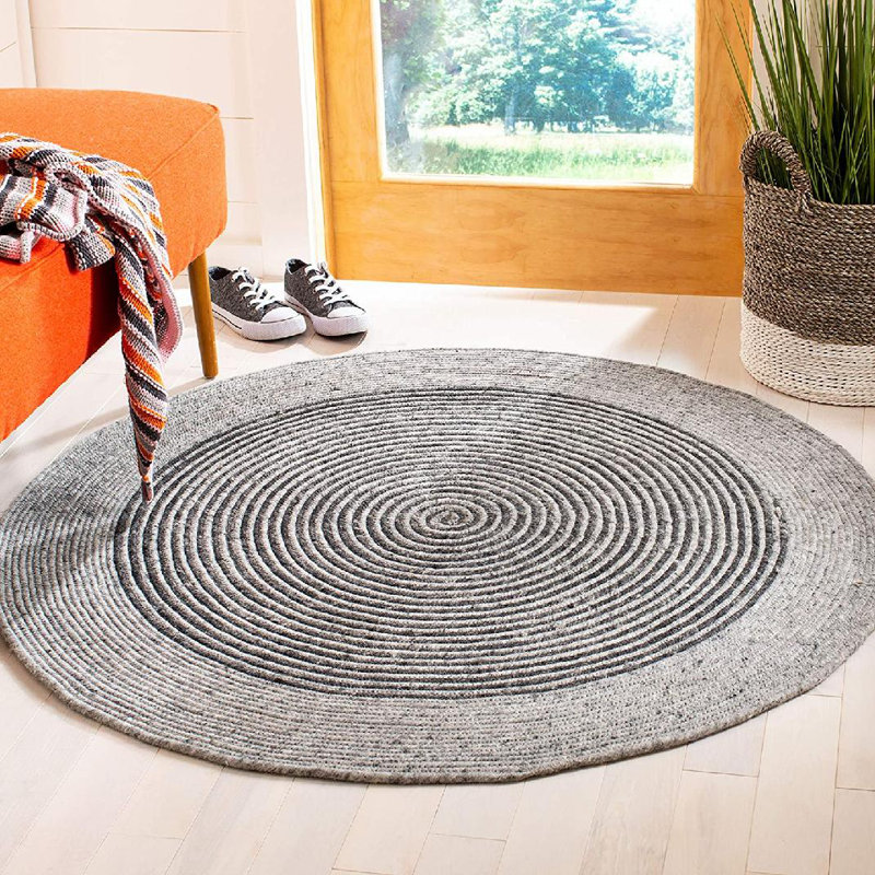 Tapis géométrique en laine tissé à la main Cordova, Rond 3 pi