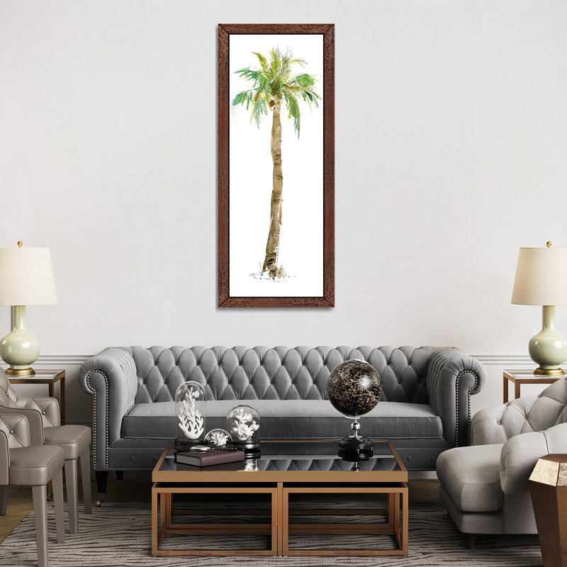 Washed Palm I by Carol Robinson - Floater Frame Panoramic Painting on Canvas, Brown, 182.88 cm H x 60.96 cm W