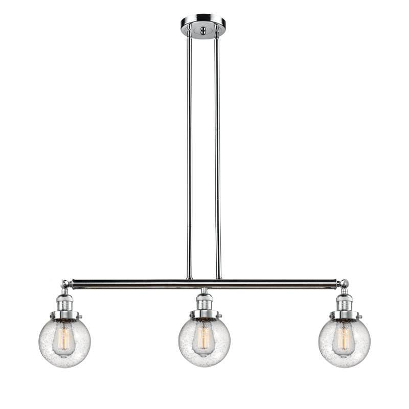 Clementina 3 - Light Kitchen Island Pendant, 6 Watt Vinage LED Bulb, Polished Nickel, Seedy