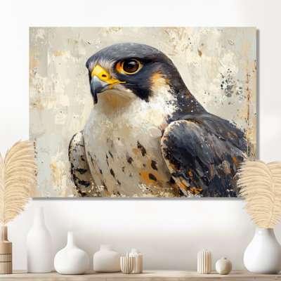 Peregrine Falcon Hauk Portrait III - reproduction d'art moderne en métal, art mural en métal Hawk