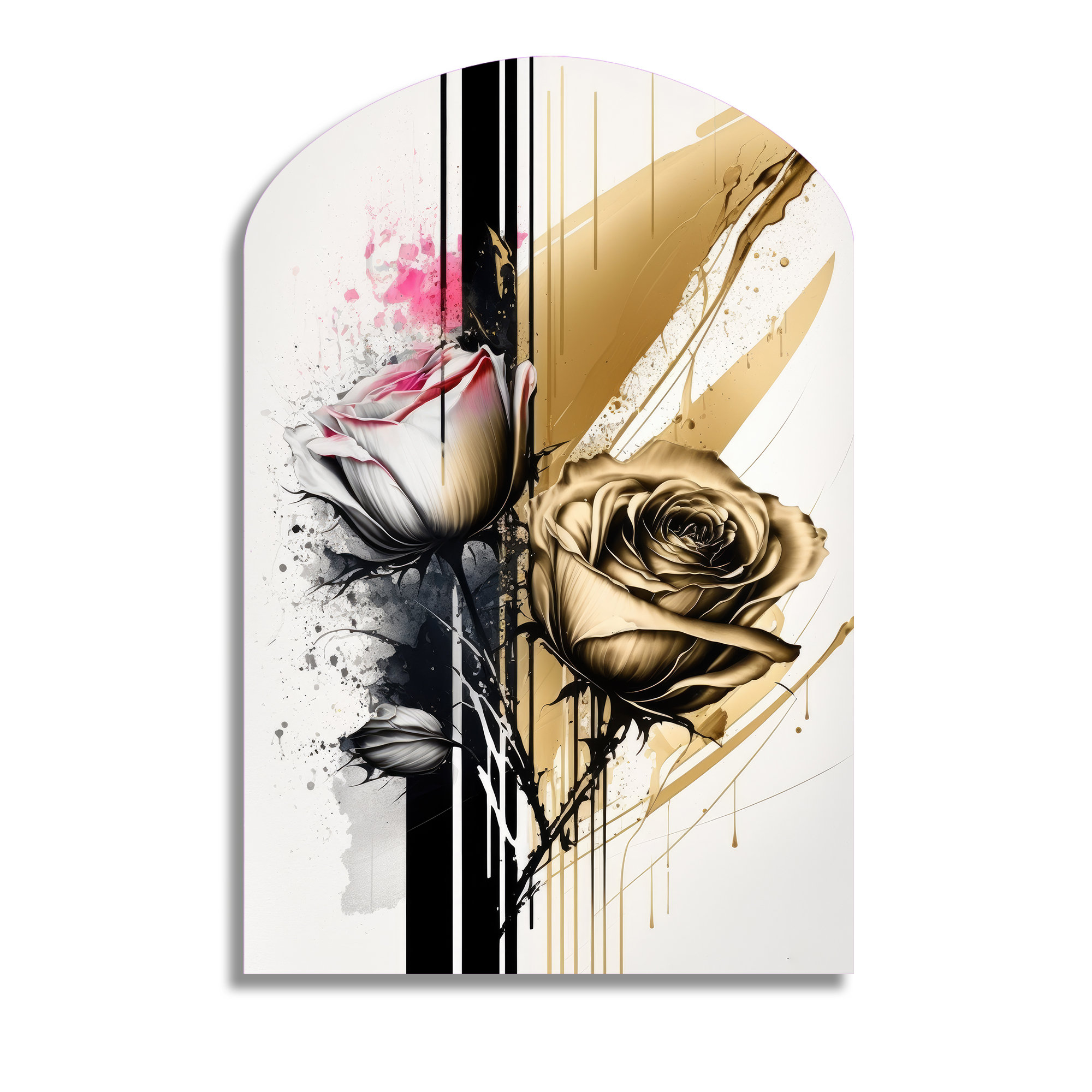 Lark Manor™ Roses Flow Flower On Golden Beige Paint V Rose Arch Shape