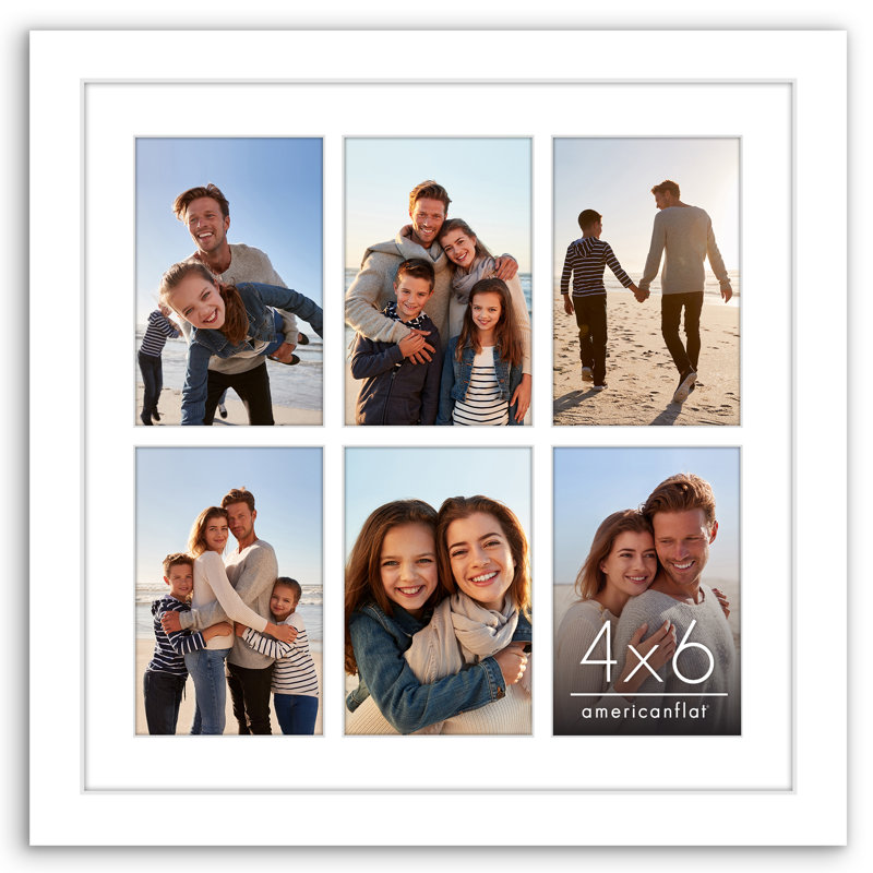 Cadre 14 po x 14 po - convient à six photos 4 x 6 ou à une photo 14 x 14, Blanc