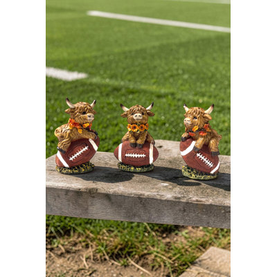 Resin Harvest Highland Cow on Football - Center