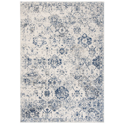 Harty Oriental White/Royal Blue Area Rug