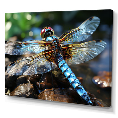 «Blue Fluttering Dragonfly I», art mural libellule