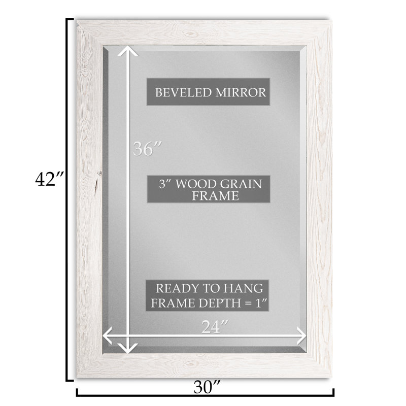 Migel Mirror, Distressed White, 42" x 30"