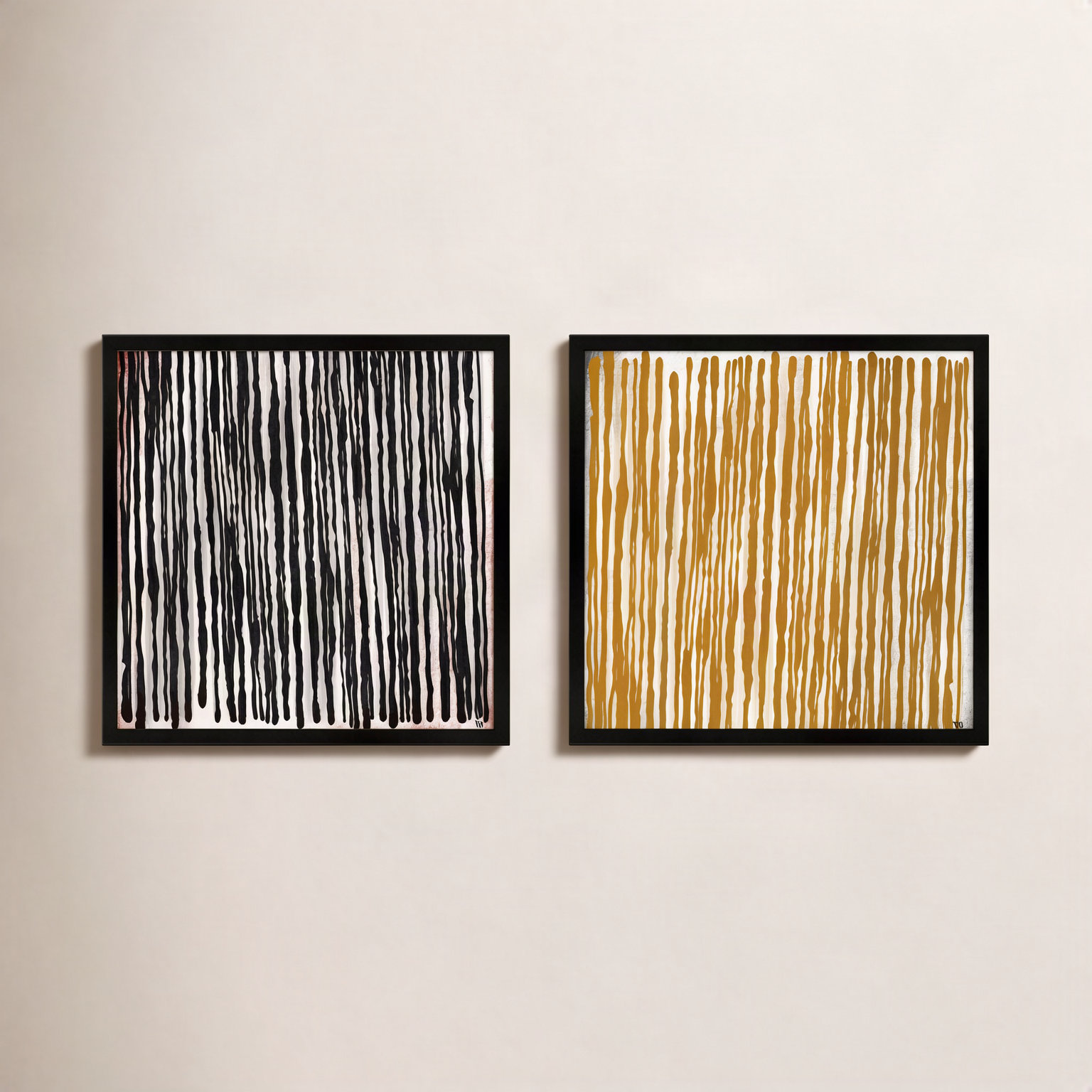 Waterfall 2-Piece Print Set by Marco Marella, Black Paper Framed, 16" H x 16" W