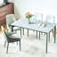 Glossy Sintered Stone Paper Craft Table With Black Legs, Seats 6-8 Jumbo Accommodates