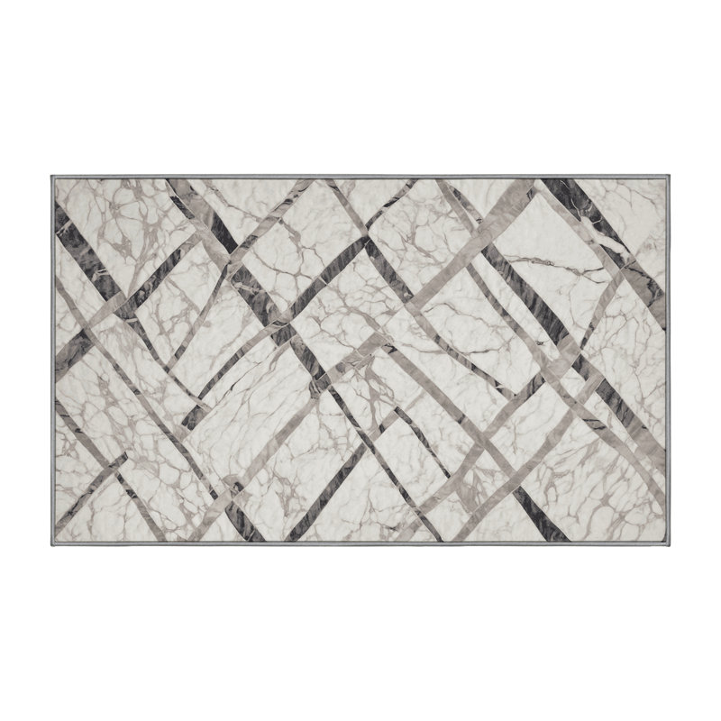 Tapis gris lavable à la machine, Rectangle 6 pi x 9 pi