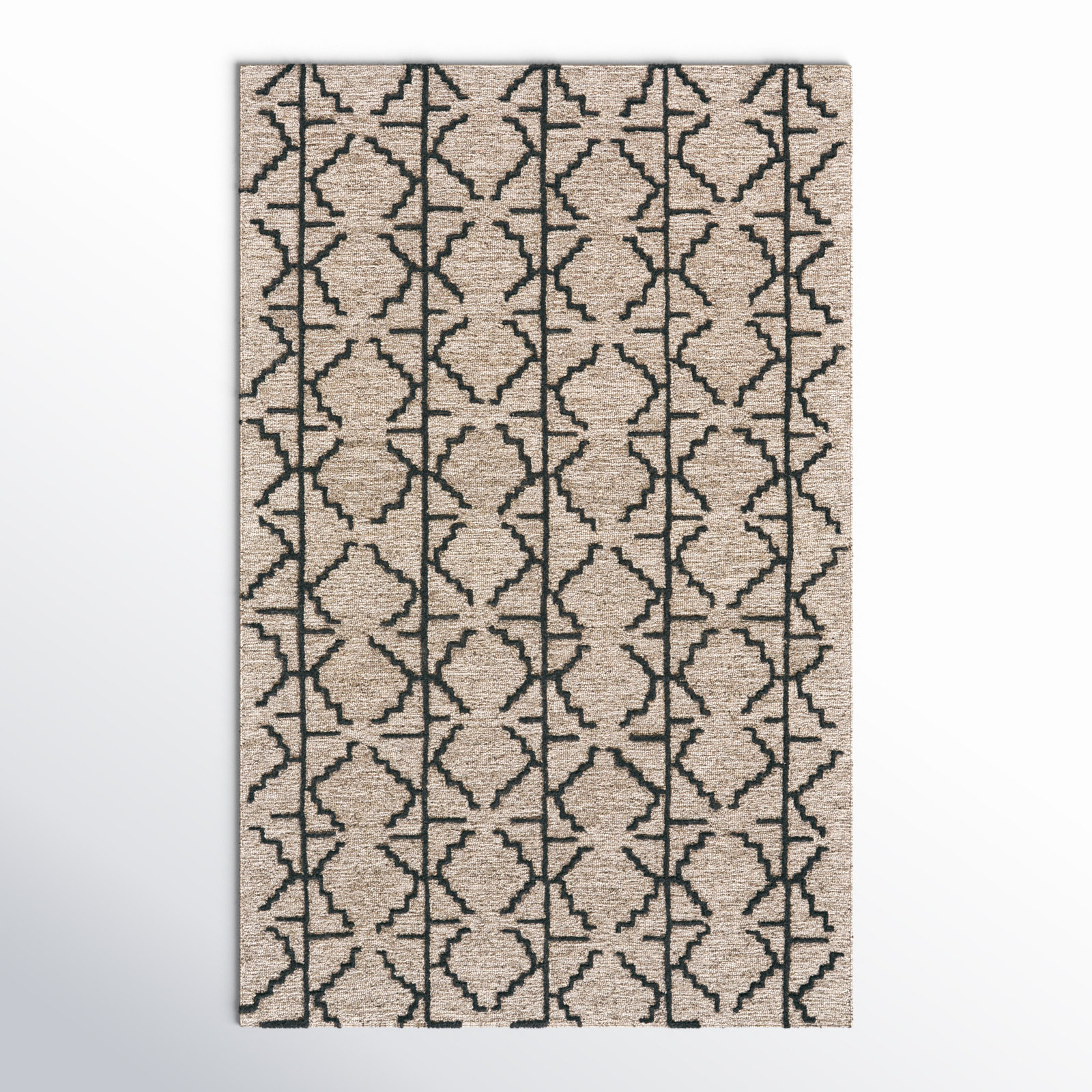 Carlette Hand-Tufted Geometric Wool Rug, Rectangle 3'6" x 5'6"