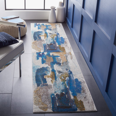 Papillon Abstract Brown/Blue/Gray Area Rug