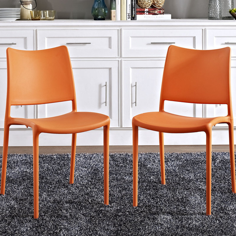 Hipster Vibrant Orange Stackable Indoor/Outdoor Side Chair