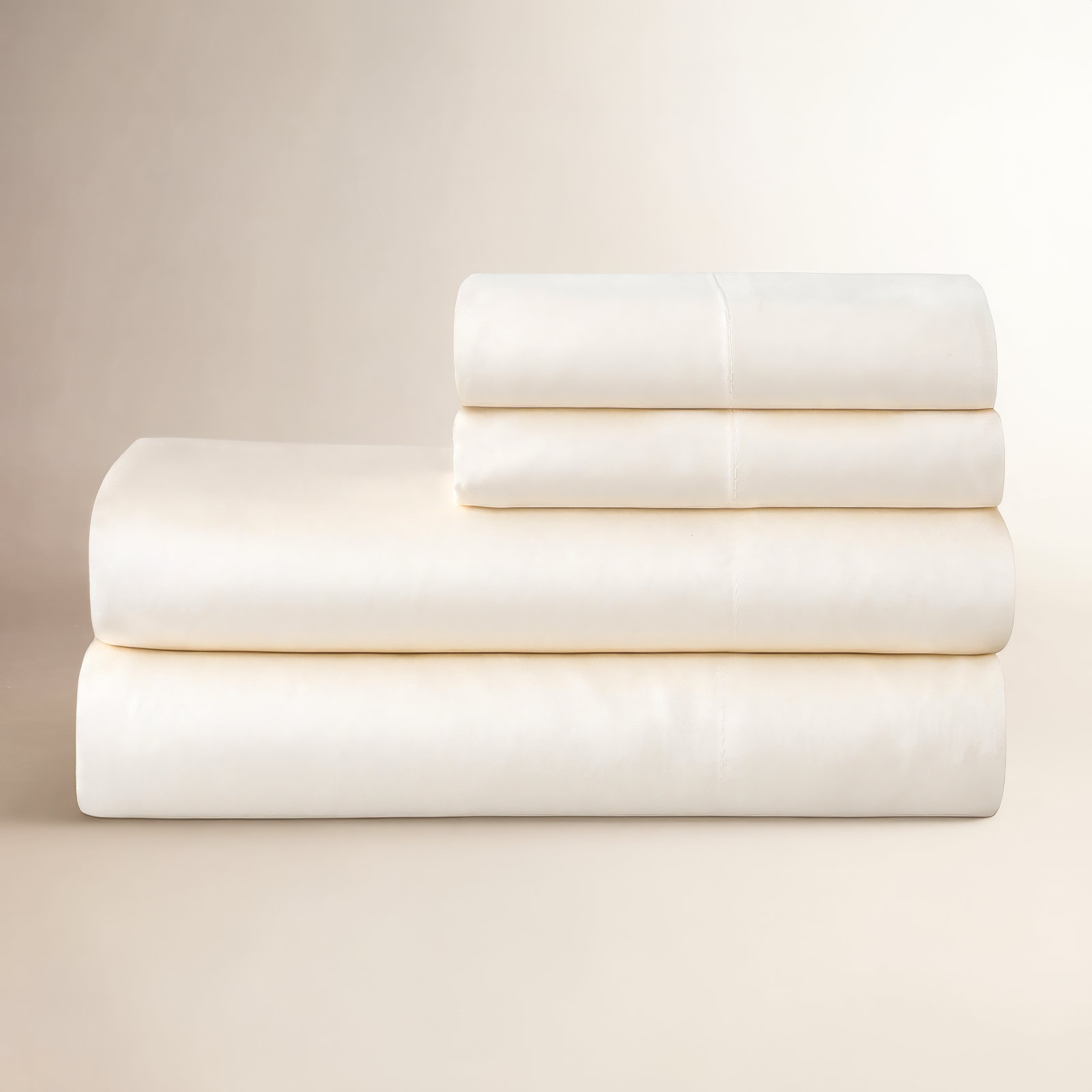 Portia Cotton Sheet Set, King Sheet Set + Fitted Sheet + 2 Pillowcases, Cream
