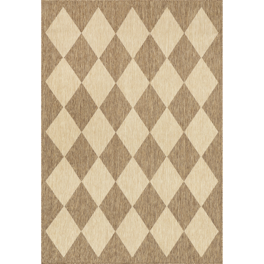 Cape Trellis Indoor/Outdoor Area Rug for Living Room Patio Deck Front Porch Kitchen Union Rustic Rug 