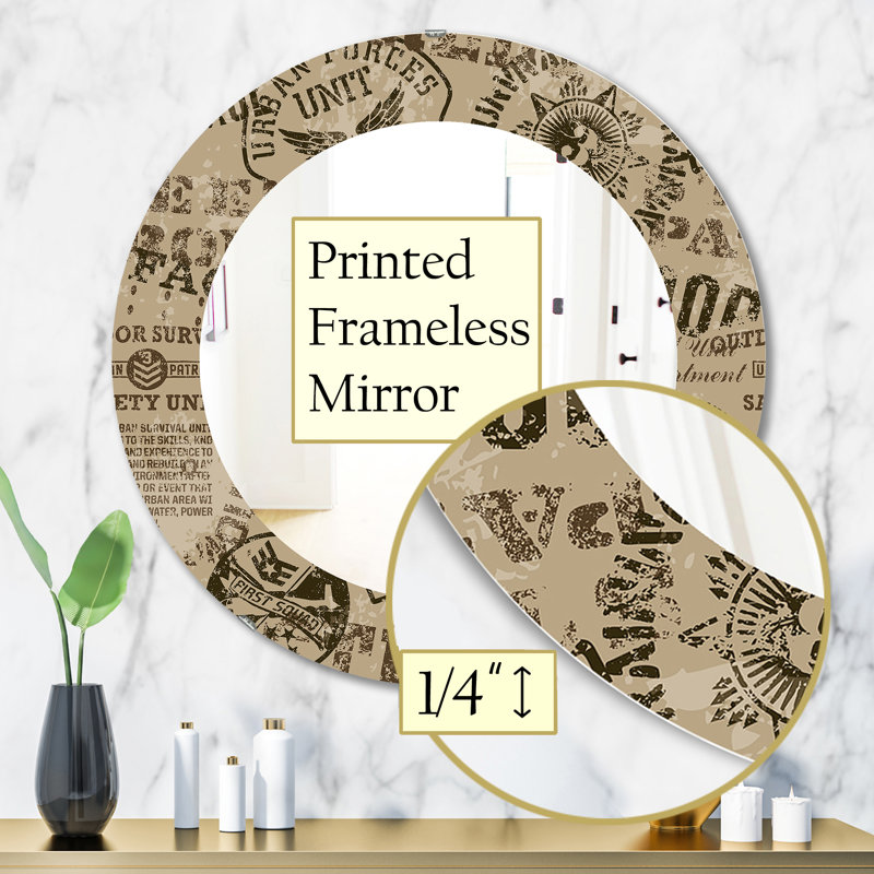 Miroir d'appoint militaire, H 31,5 po x l po