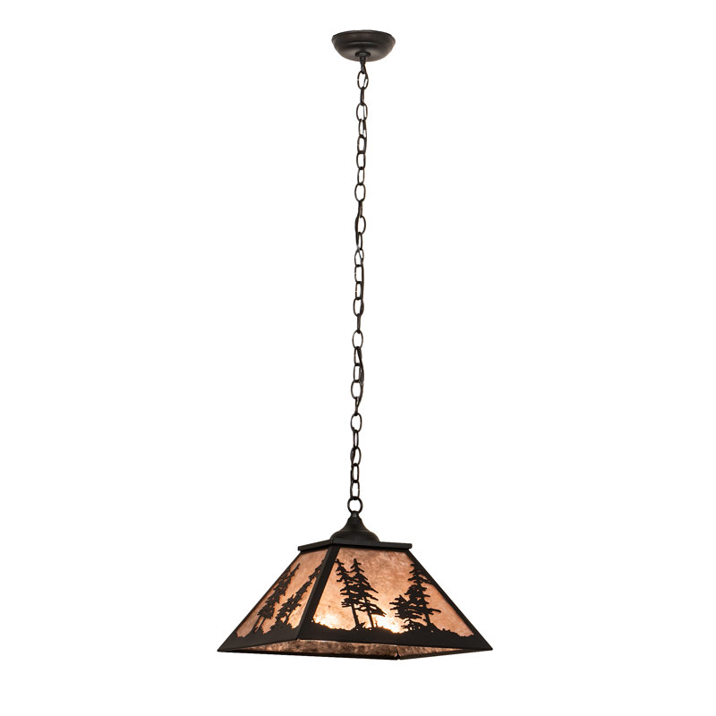 Greenbriar Oak 1 - Light Pendant, Silver Mica, Textured Black, 44" H x 22" W x 22" D
