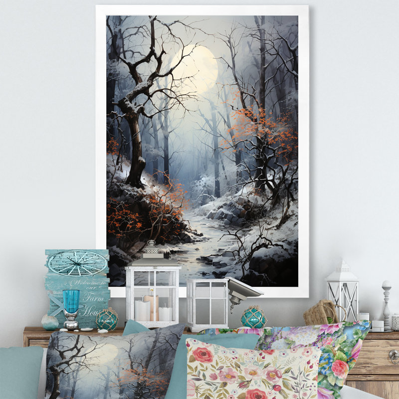 Moonlit Shadows In Winter IV sur toile, Cadre photo blanc, H 20 po x l 12 po x P 1 po
