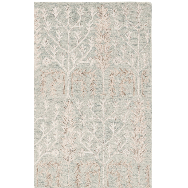 Jardin 852 Hand Tufted Wool/Cotton Vintage Look Rug in Green/Beige, Rectangle 6' x 9'