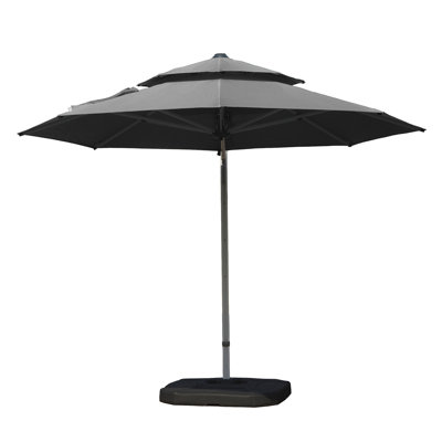 Parasol rond en porte-à-faux avec mât central, gris (base non incluse)