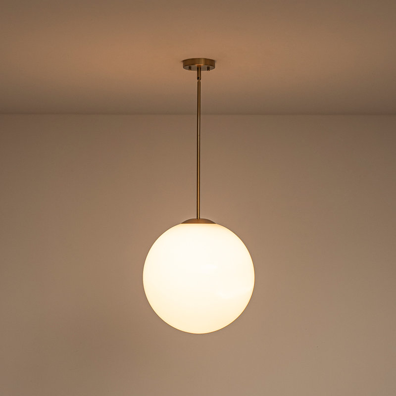 Contemporary Chic Single-Light Opal Glossy Glass Orb Pendant