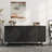 57" Solid and Manufactured Wood 4-Door Sideboard Buffet With Storage, Modern Carved Design Accent Kitchen Storage Cabinet-1773931793