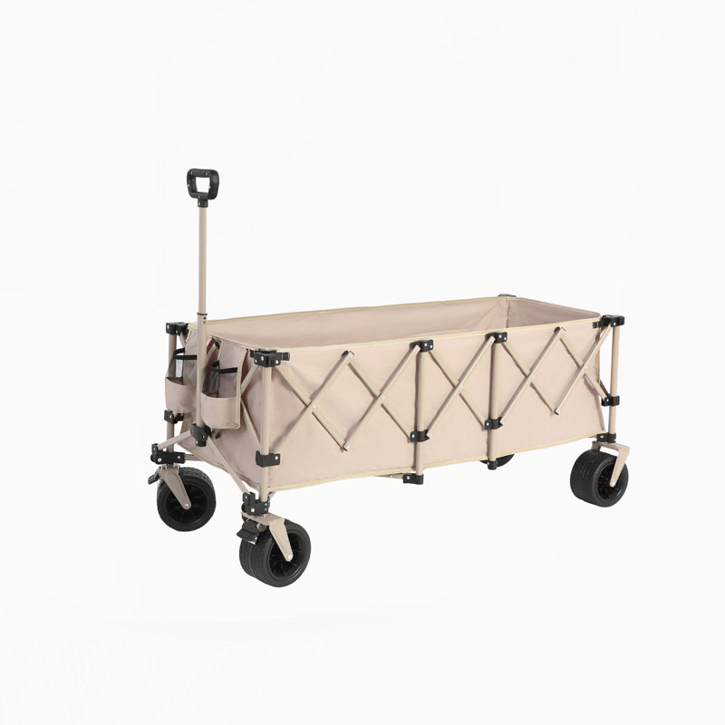 Chariot de jardin pliant avec roues, Beige