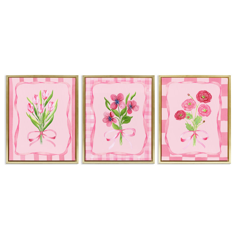 Ensemble de 3 cadres flottants avec fleurs jolies et douces, design par Nina Jacobs, H 21 po x l 17 po