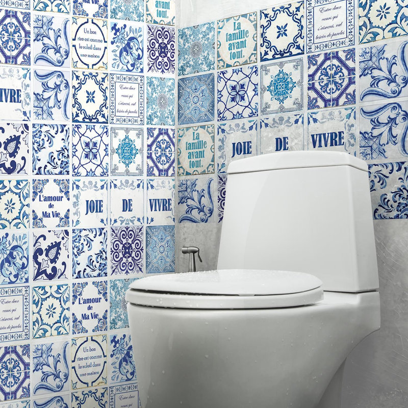 PVC Peel & Stick Mosaic Tile, Blue
