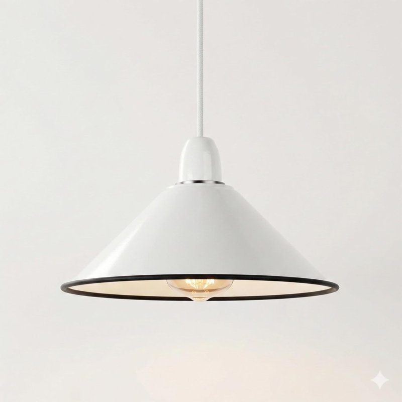 8cm H Metal Cone Lamp Shade in White