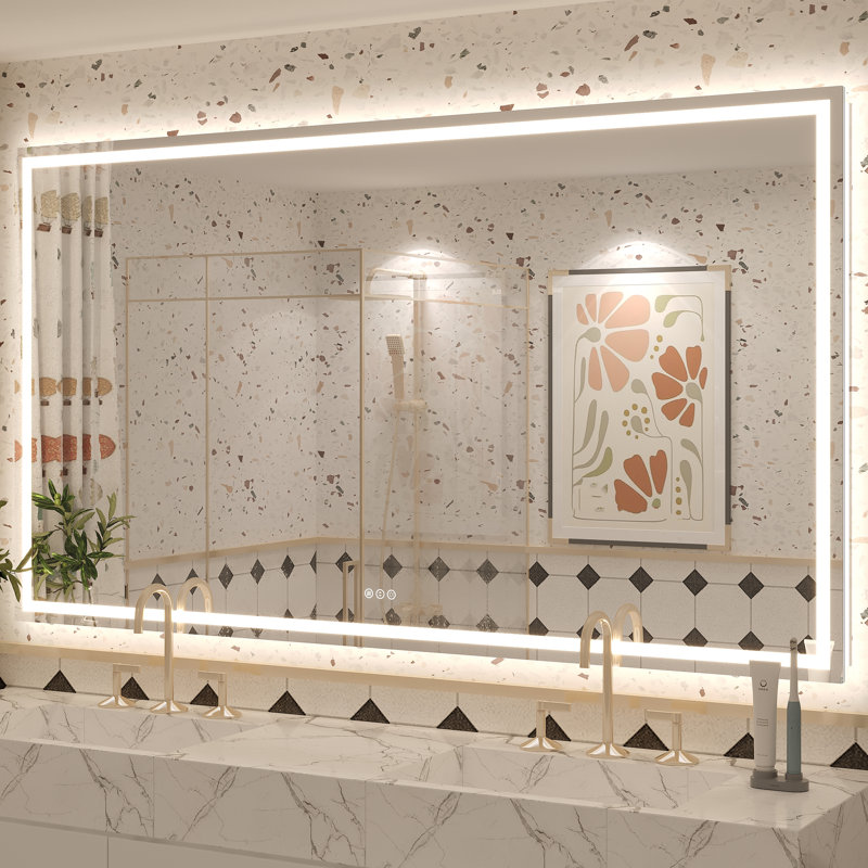 Miroir de salle de bain mural Molly, 68 po x 38 po, Transparent