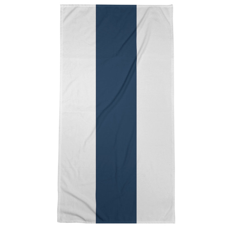 Cotton Blend Beach Towel, White/Blue