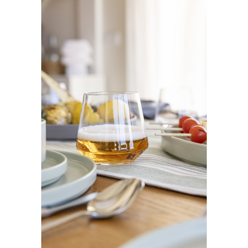 over&back Modern Mouth-Blown Glassware - Set of 4 Contemporary Stemless, 17 oz.