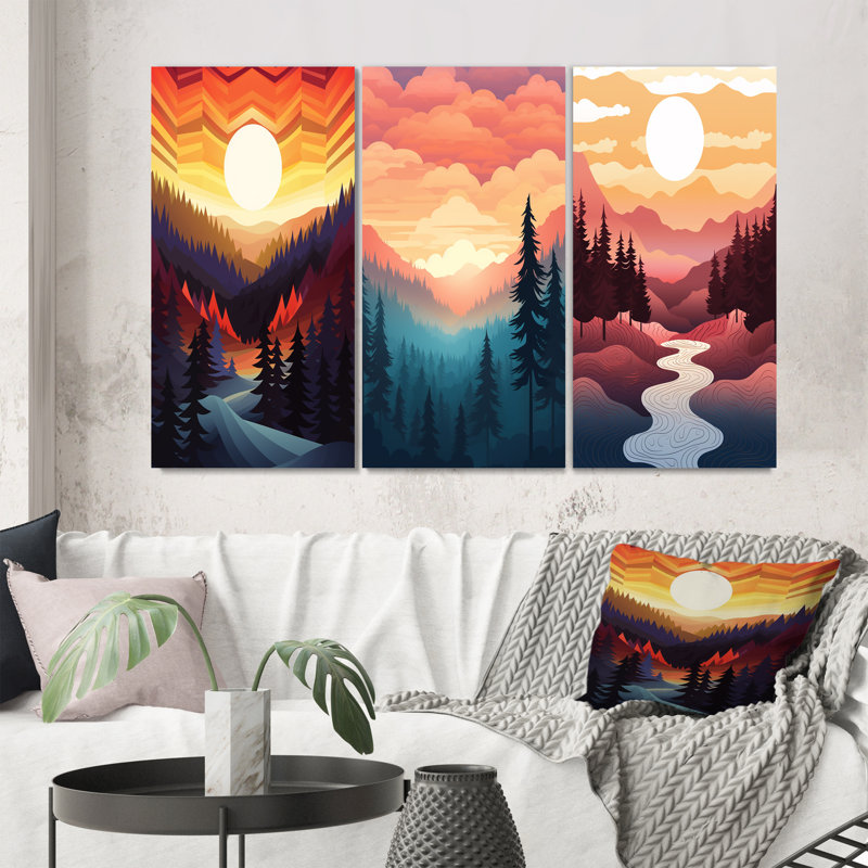 Ensemble 3 pièces Mountain Forest, H 32 po x l 48 po, Toile tendue