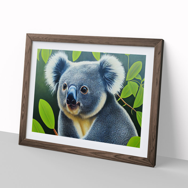 Koala Bear - Single Picture Frame Print, 34cm H x 46cm W x 2cm D, Walnut