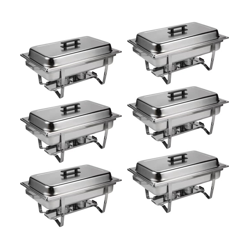 6 Pack 9qt Chafing Dish Stainless Steel Chafer Complete Set Buffet Servers Warmers For Home Party Buffets
