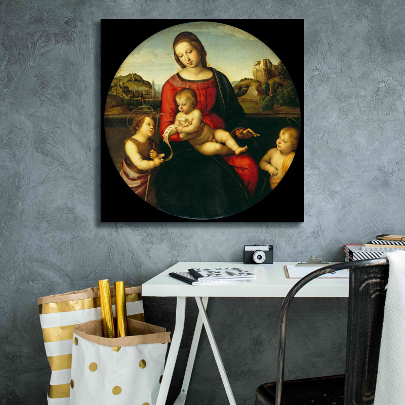 «Madonna with Child, St. John and a Child Saint» par Raphael, art mural sur toile, H 26 po x l 26 po x P 1,5 po