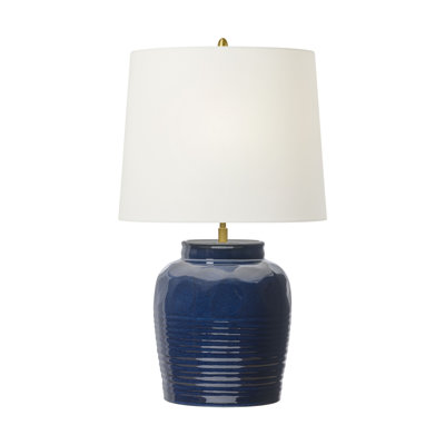 Thomas O'Brien Selena 1 Light Bedroom Home Office Living Room Lamp With White Linen Shade