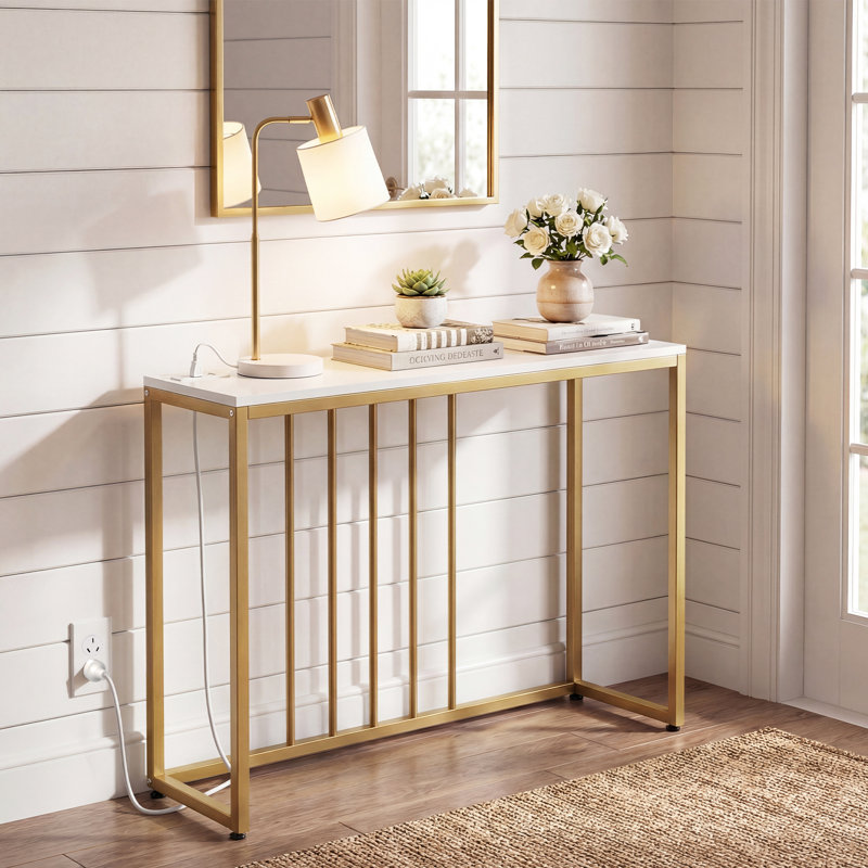 100cm Console Table, White/Gold