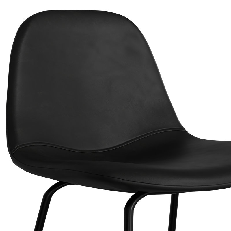 Tabouret de bar et de comptoir en cuir Kody, Tabouret de comptoir (siège d'une hauteur de 23,7, Cuir vegan noir minuit