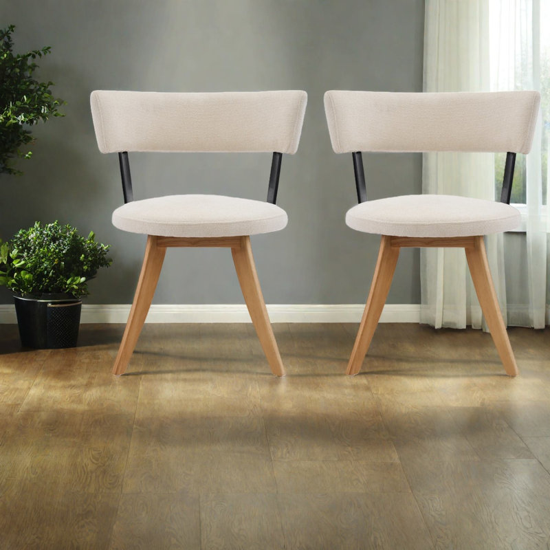 Chaises de salle à manger confort, tissu et bois d'hévéa, ensemble de cuisine moderne et compact