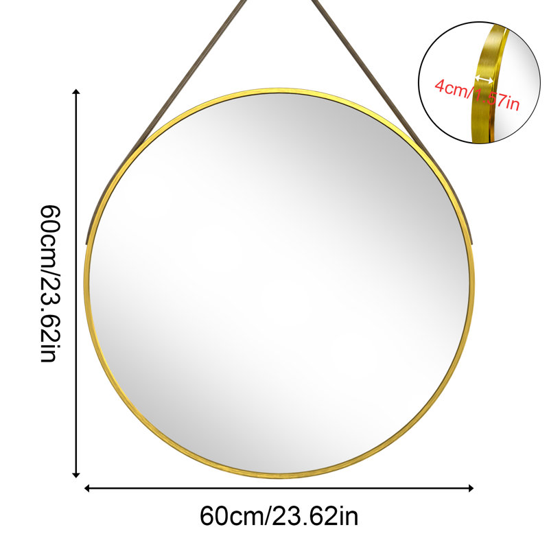 Wal Mirror Aluminium Round Mirror, 60cm x 60cm, Gold