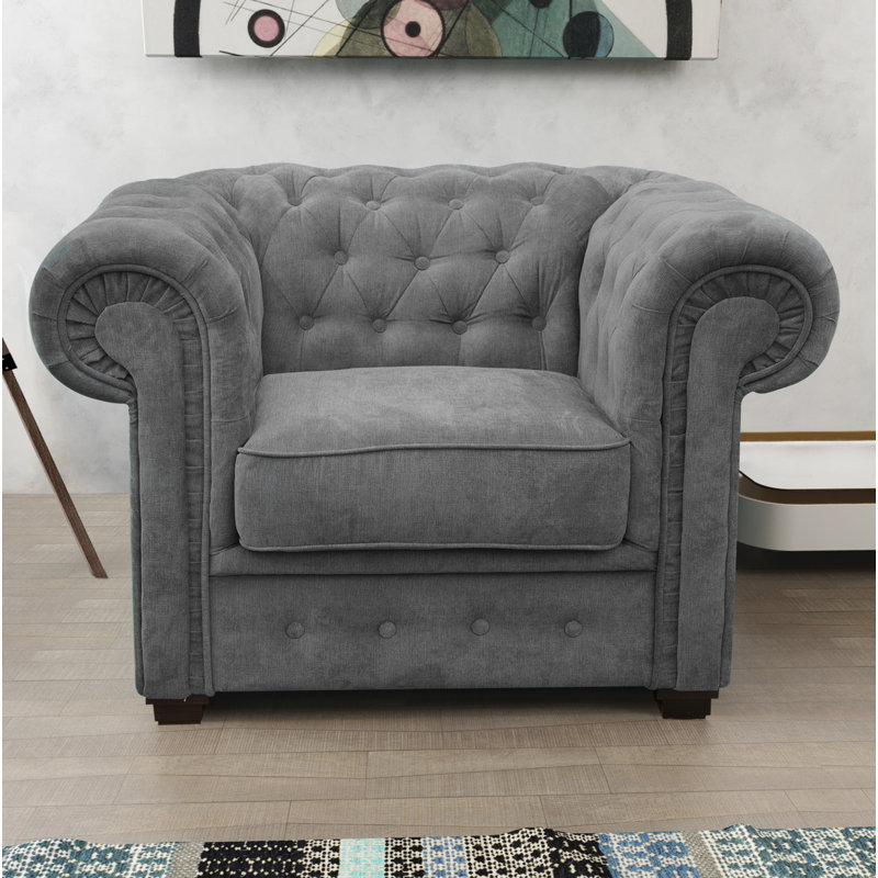 Allegra Upholstered Chesterfield Chair, Dark Grey