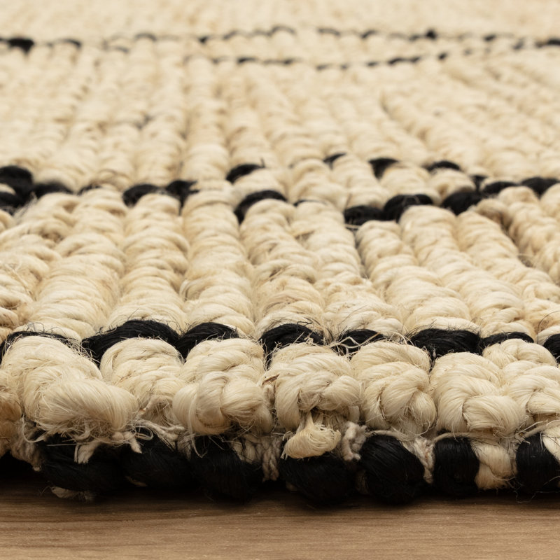 Adib Bleach Jute Area Rug, Rectangle 160 x 230 cm, Beige/Black
