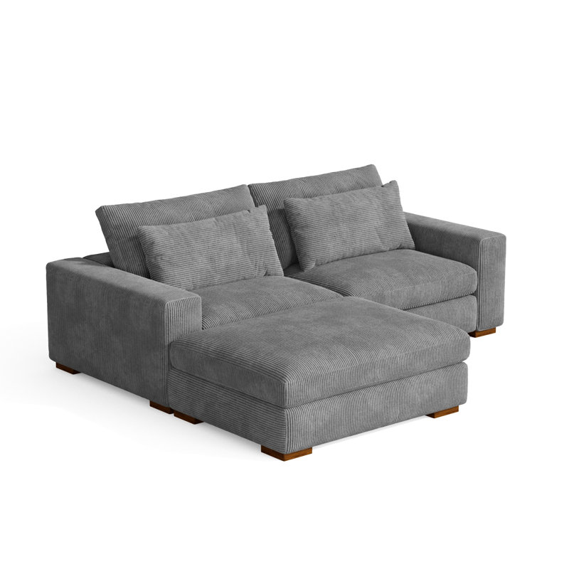Canapé modulaire 3 pièces Alahya, Velours côtelé gris foncé