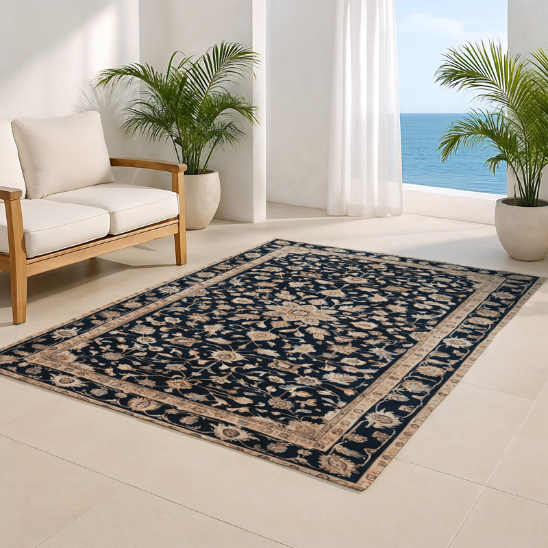 Tapis turc intérieur et extérieur bleu, Rectangulaire 8 pi x 10 pi