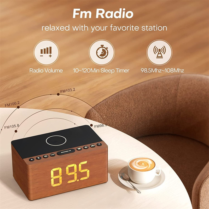 Digital Electric Alarm Tabletop Clock, Black/Brown