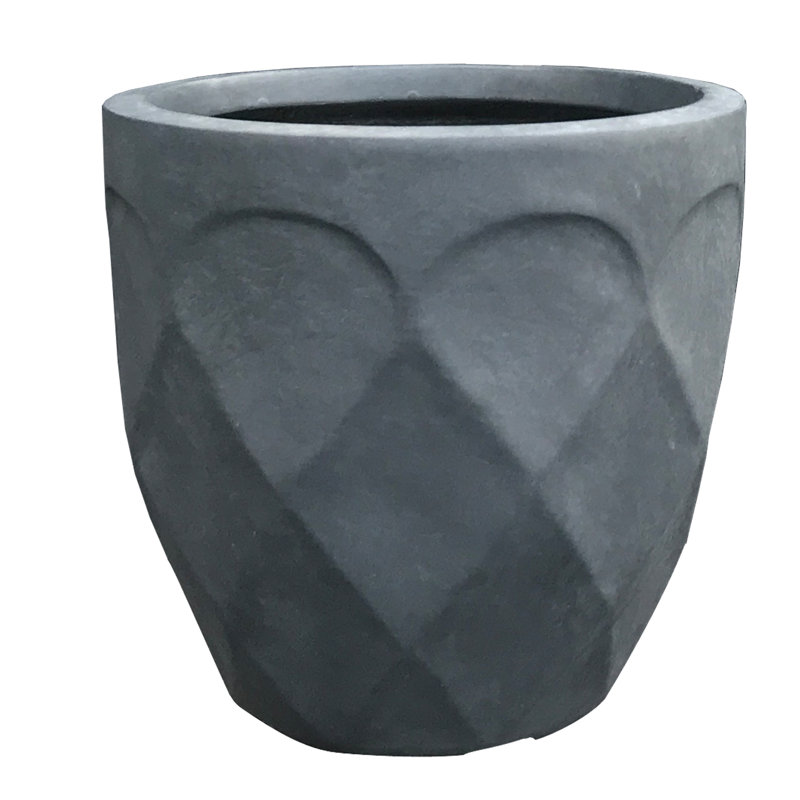 Pot de fleurs en béton Nott, H 16,1 po x l 16,9 po x P 16,9 po, Gris foncé
