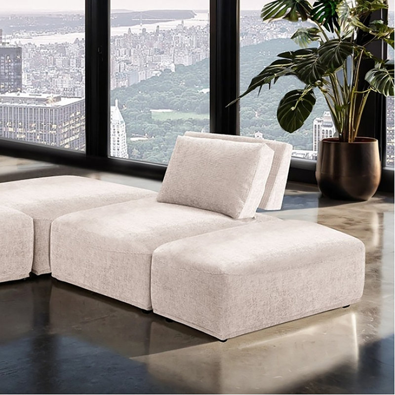 Canapé modulaire 5 pièces Joreen, Chenille brun clair