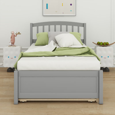 Structure de lit plateforme en bois avec lit gigogne